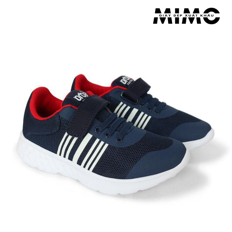 Giày thể thao Urban sọc thẳng navy lót đỏ êm nhẹ cho bé, Hàng cao cấp xuất xịn