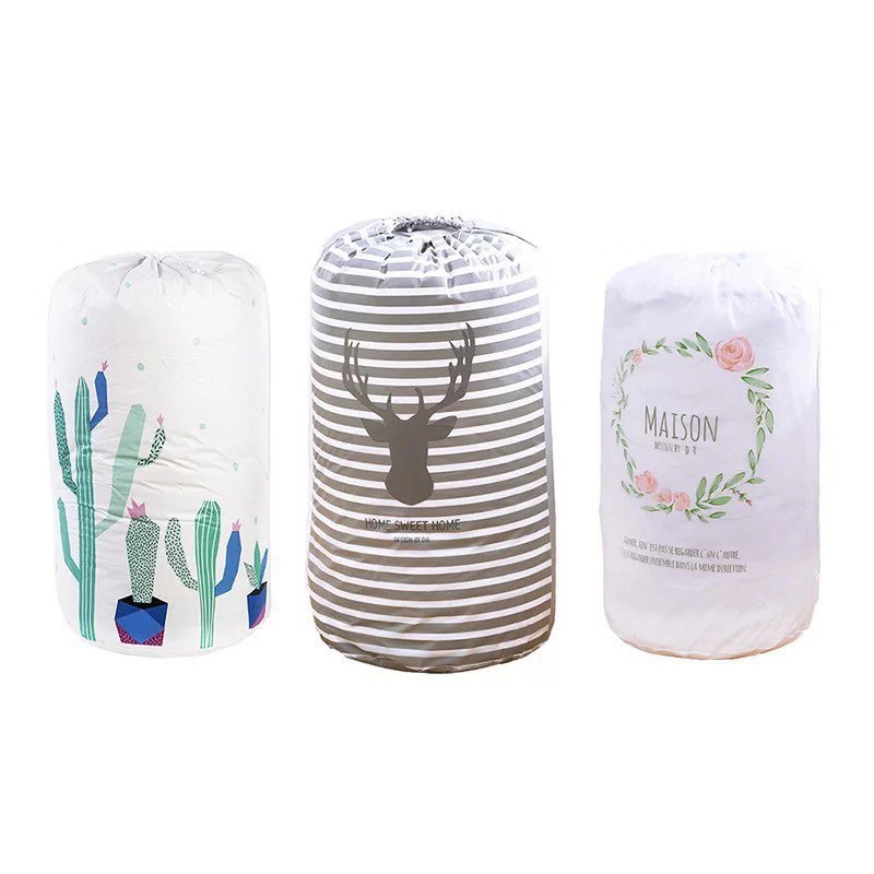Túi Đựng Chăn Màn Quần Áo Chống Ẩm Cao Cấp Nhật Cỡ Lớn, Túi Đựng Chăn Màn, Quần Áo Rút Dây Hình Trụ 2466 Lamon Store