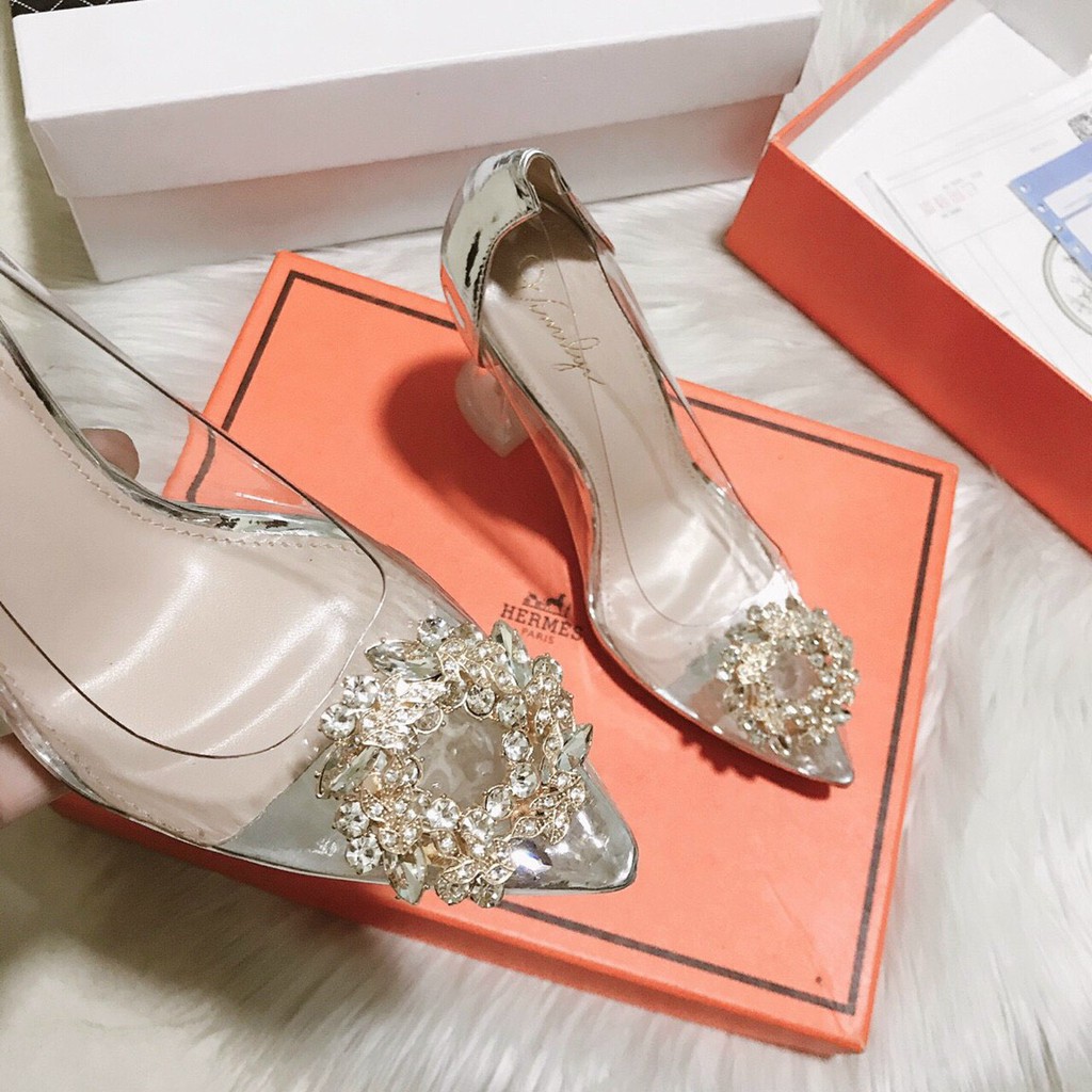 (Mẫu Hót) Giày cao gót đính đá sang chảnh