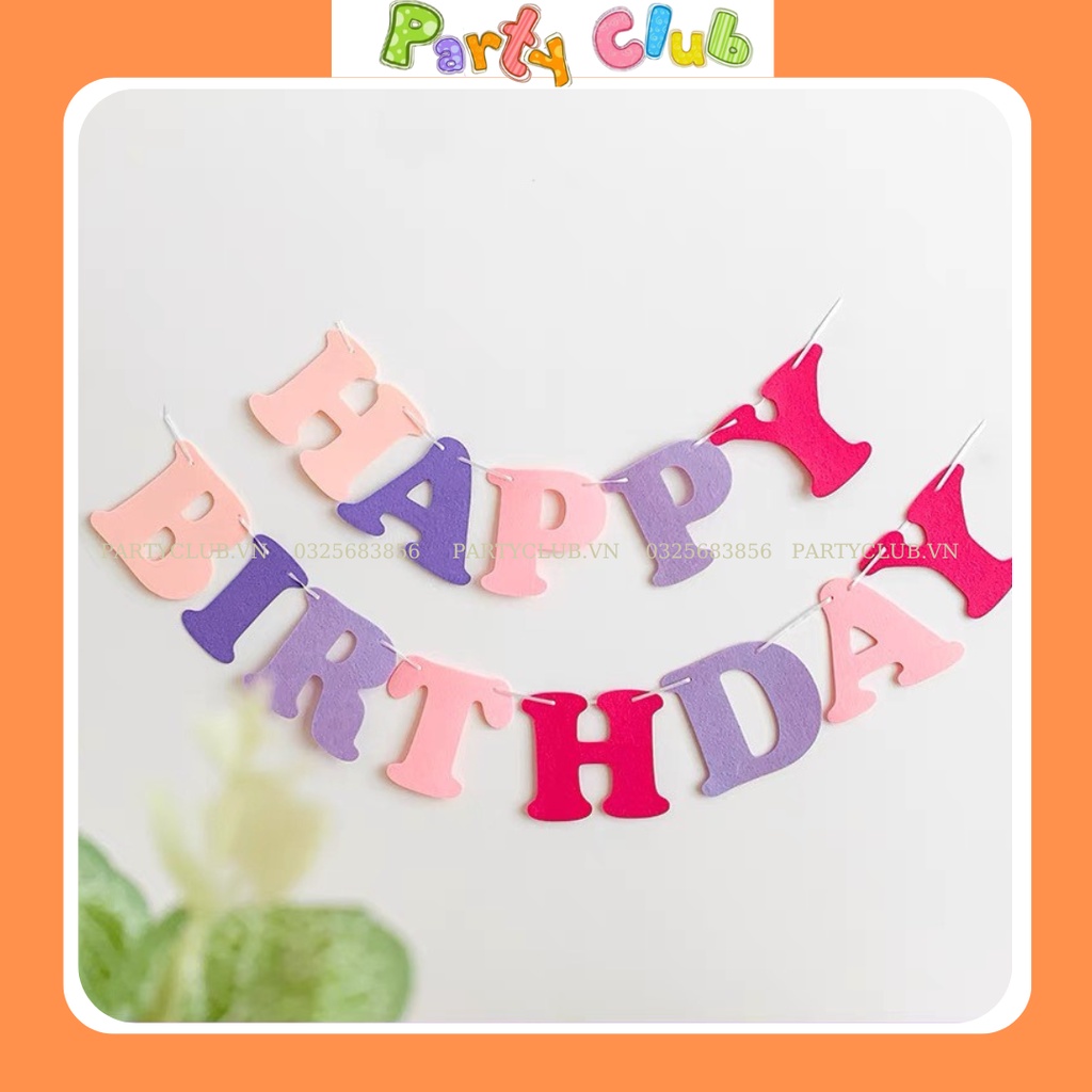 Dây treo chữ HAPPY BIRTH DAY nỉ nhiều màu trang trí sinh nhật