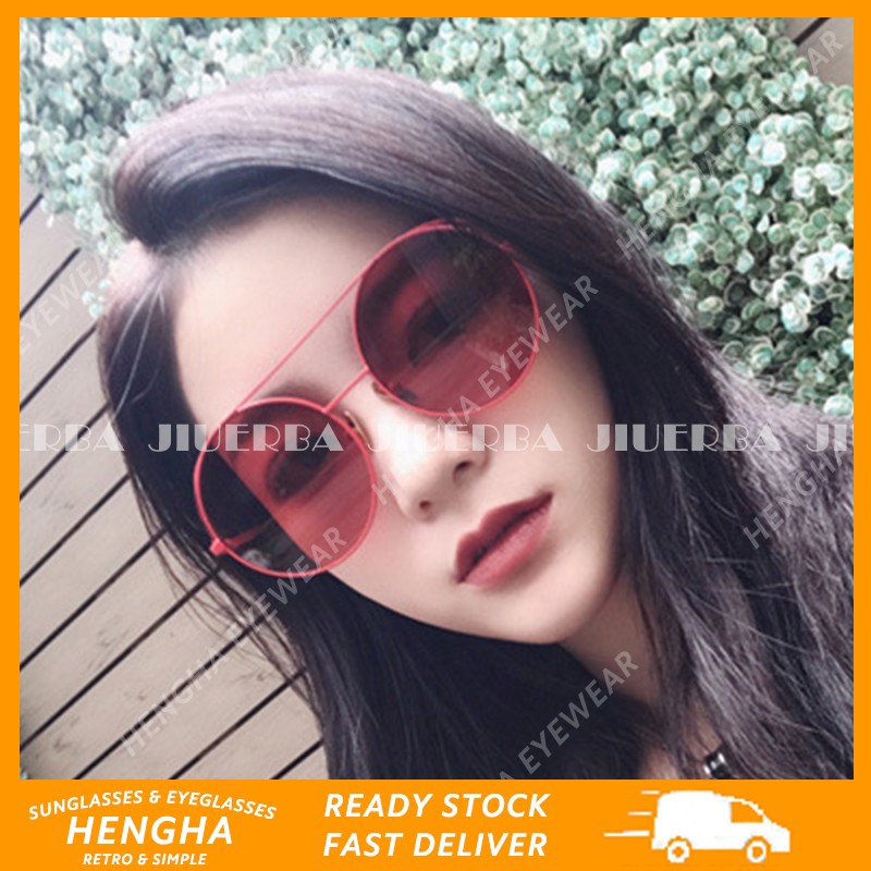 Kính mát gọng kim loại tròn phong cách retro Hàn Quốc