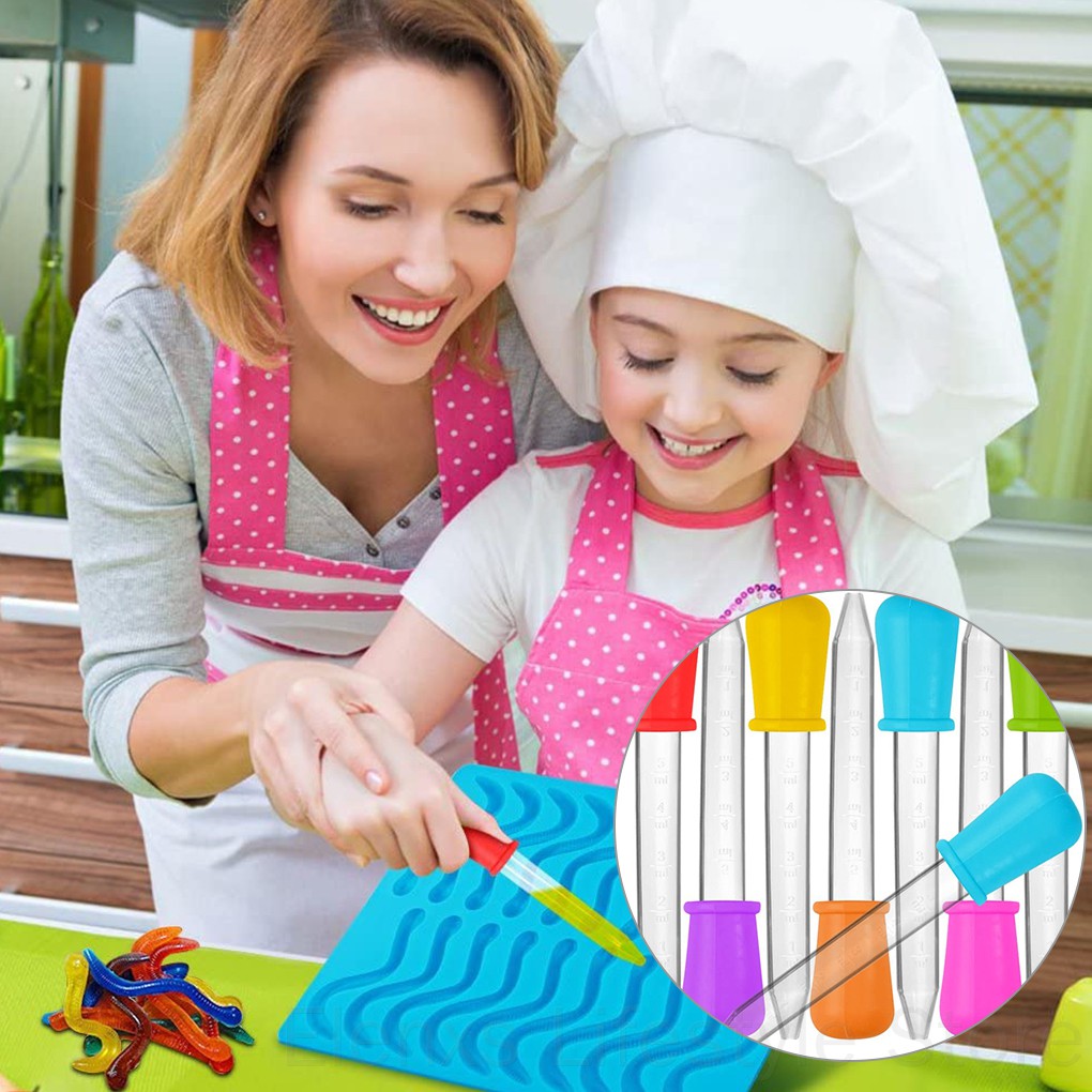 Set 8 ống nhỏ giọt bằng silicon nhiều màu sắc cho bé