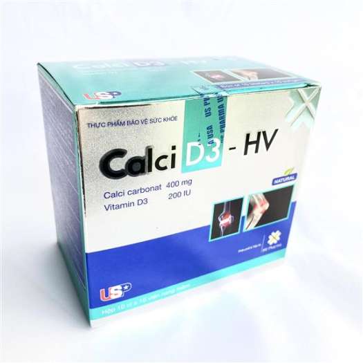 Viên Calci D3 HV bổ sung canxi cho phụ nữ có thai , cho con bú , phòng và ngăn ngừa loãng xương Hộp 100 Viên