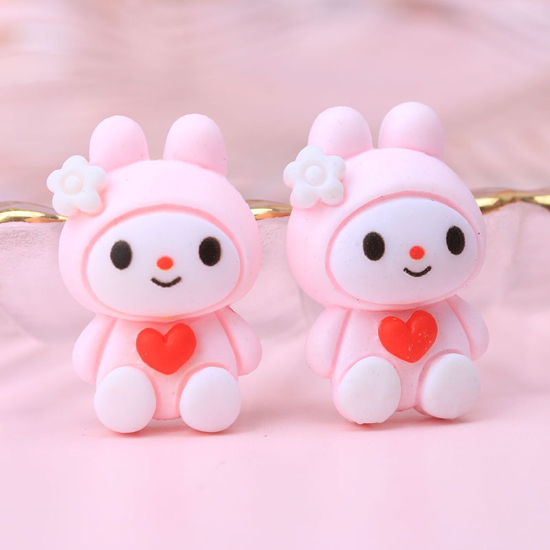 Charm (C390) slime/ Dụng Cụ Charm Trang Trí [Ko Keo &amp; Nút] Bé Thỏ Hồng Xinh Xắn