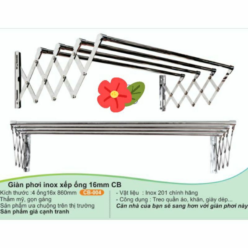 Giàn phơi đồ xếp gọn inox - Sào phơi, giá phơi, giàn phơi đồ thông minh CB004