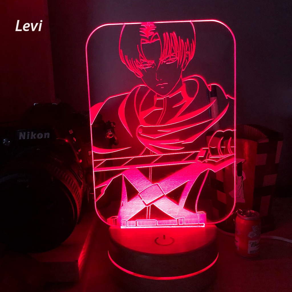 Đèn Led Anime Levi Ackerman Hình Nhân Vật Hoạt Hình, Đèn Ngủ Led 3d, Cảm Ứng , Điều Khiển Từ Xa[AN-30]