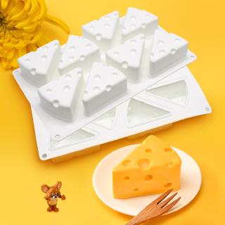 Khuôn Silicone 8 / 6 Lỗ Hình Phô Mai 3D Làm Bánh Tráng Miệng