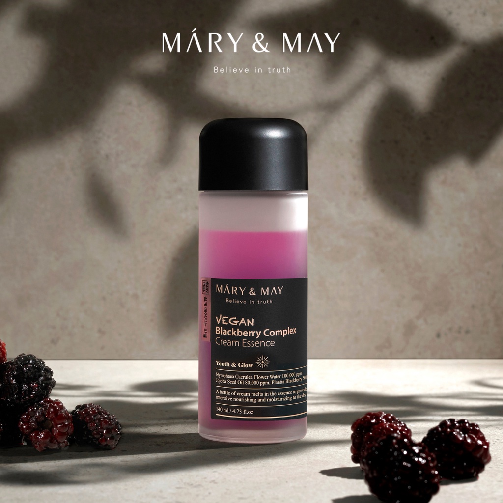 Dưỡng Chất Tăng Cường Độ Ẩm, Chống Lão Hoá Mary&May Vegan Blackberry Complex Cream Essence 140ml