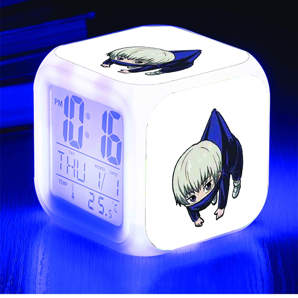 Đồng hồ báo thức để bàn in hình JUJUTSU KAISEN CHÚ THUẬT HỒI CHIẾN ver TREO đèn LED đổi màu chibi anime