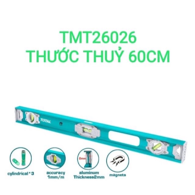 60cm Thước thủy 60 cm có nam châm hút TOTAL TMT26026