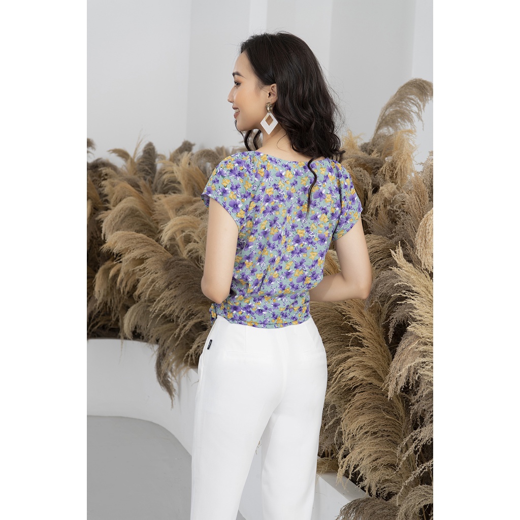 Áo sơ mi nữ công sở họa tiết hoa LUPERI LFSM1161  eo thắt dây hoa xinh xắn, cá tính, siêu sang