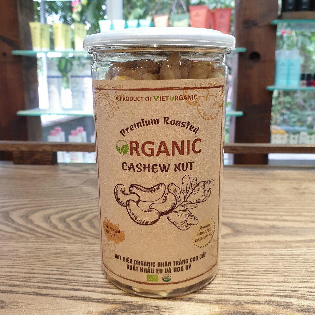 Hạt điều hữu cơ nhân trắng vỡ đôi Việt Organic 100% điều tươi hữu cơ đã tách vỏ lụa