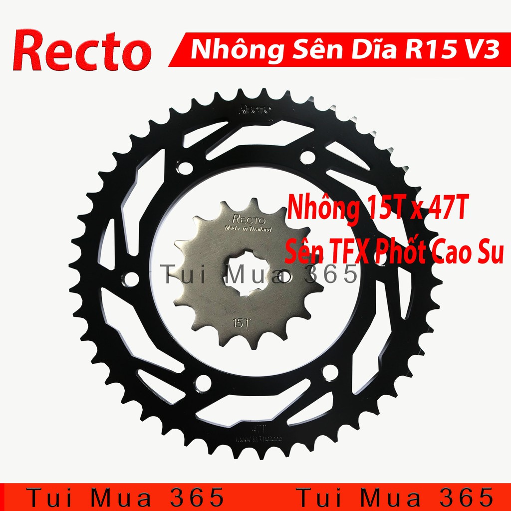 Nhông Sên Dĩa 15T x 47T Recto xe Yamaha R15 V3 - Sên TFX Phốt Cao Su ( Thái Lan )