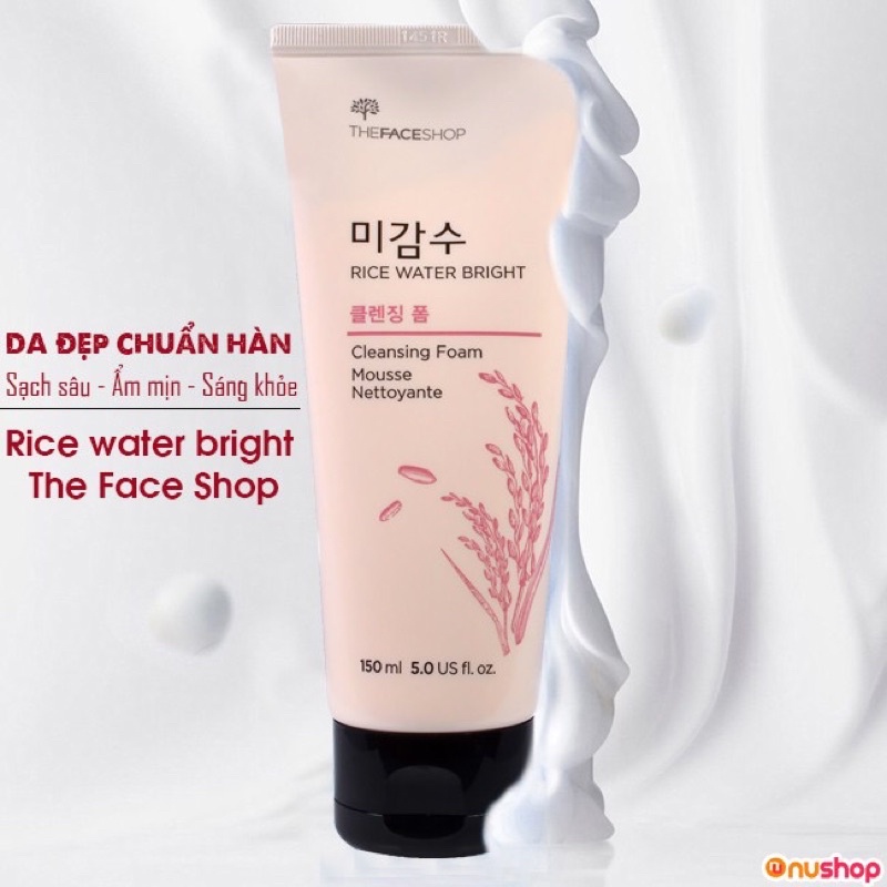 Sữa rửa mặt gạo Rices Water Bright Foaming Cleanser, Sữa Rửa Mặt The Face Shop Hàn Quốc