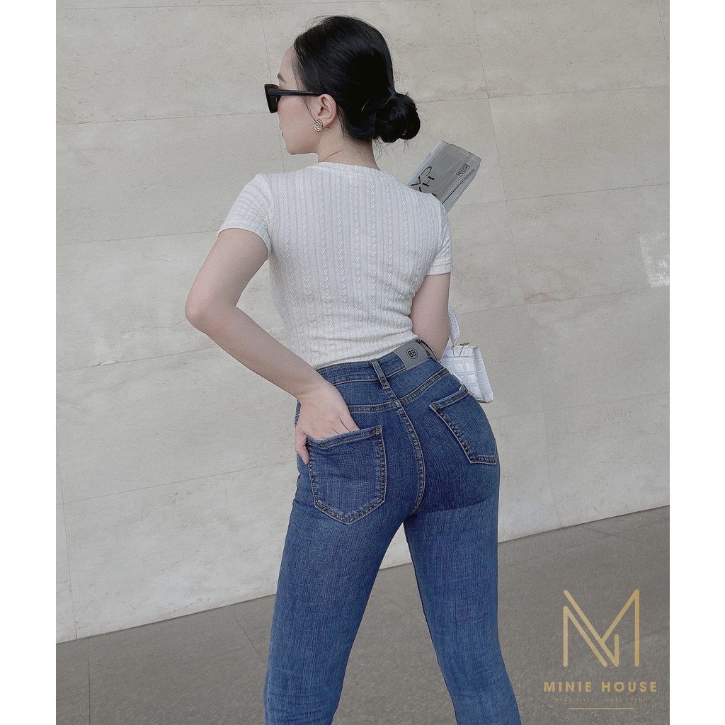 Quần jeans dài lưng cao, co dãn mạnh, xanh wat đơn giản dành cho BigSize 4256 MLJ