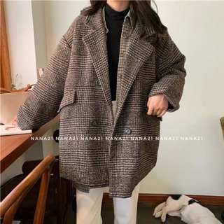 Áo khoác dạ caro dày dặn