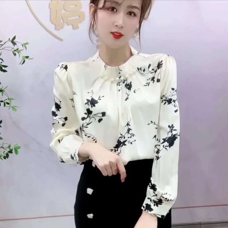 Áo Sơ Mi Cotton Tay Dài In Họa Tiết Hoa Thời Trang Dành Cho Nữ 24 Giờ