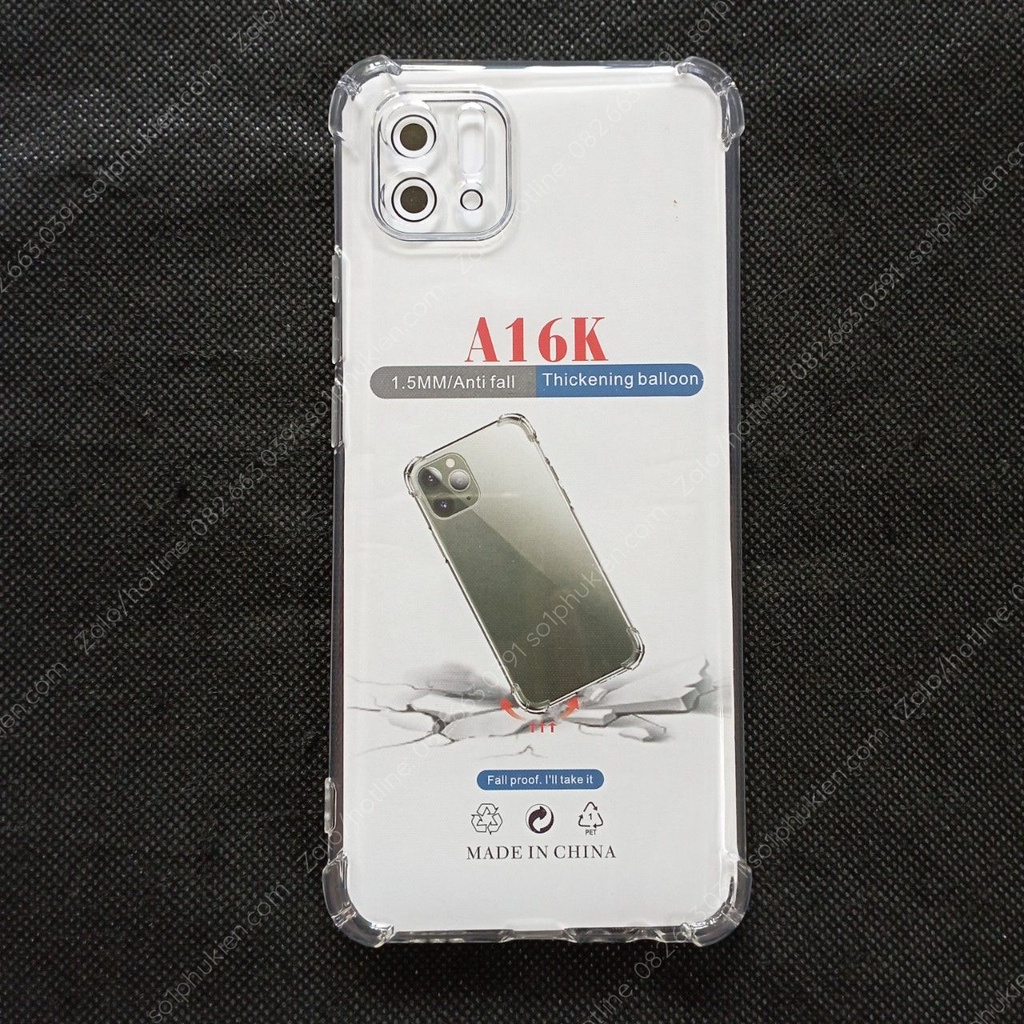 Ốp lưng Oppo A16K loại dẻo trong, loại chống sốc bảo vệ camera bền đẹp