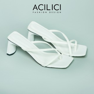 Guốc nữ ACILICI thời trang hở mũi, dép cao gót nữ kiểu xỏ ngón gót cao 7p  form chuẩn, màu đen và trắng_TC029