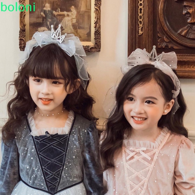 Bờm nơ voan vương miện Hàn quốc cho bé gái