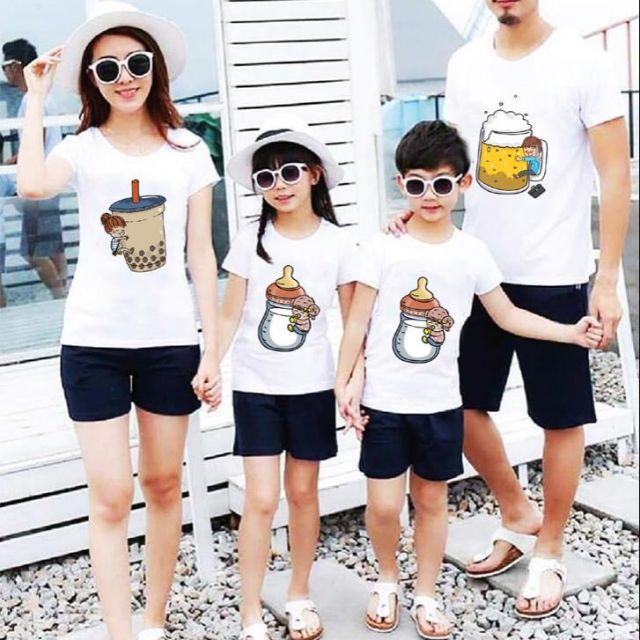 sét gia đình BIA TRÀ SỮA, bộ gia đình 3/4/5 người chất cotton mịn mát giá sĩ