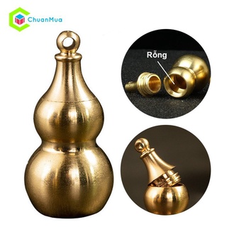 Móc Khóa Hồ Lô Trơn Rỗng Ruột Bằng Đồng Thau ( Phong thủy May Mắn, Cất đồ mini độc lạ, Gắn Mốc Chìa Khoá Lưu Niệm Lucky)