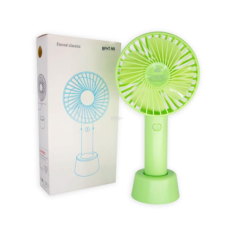 QUẠT CẦM TAY MINI 4 CÁNH PIN SẠC CÓ CHÂN ĐẾ ĐỂ BÀN