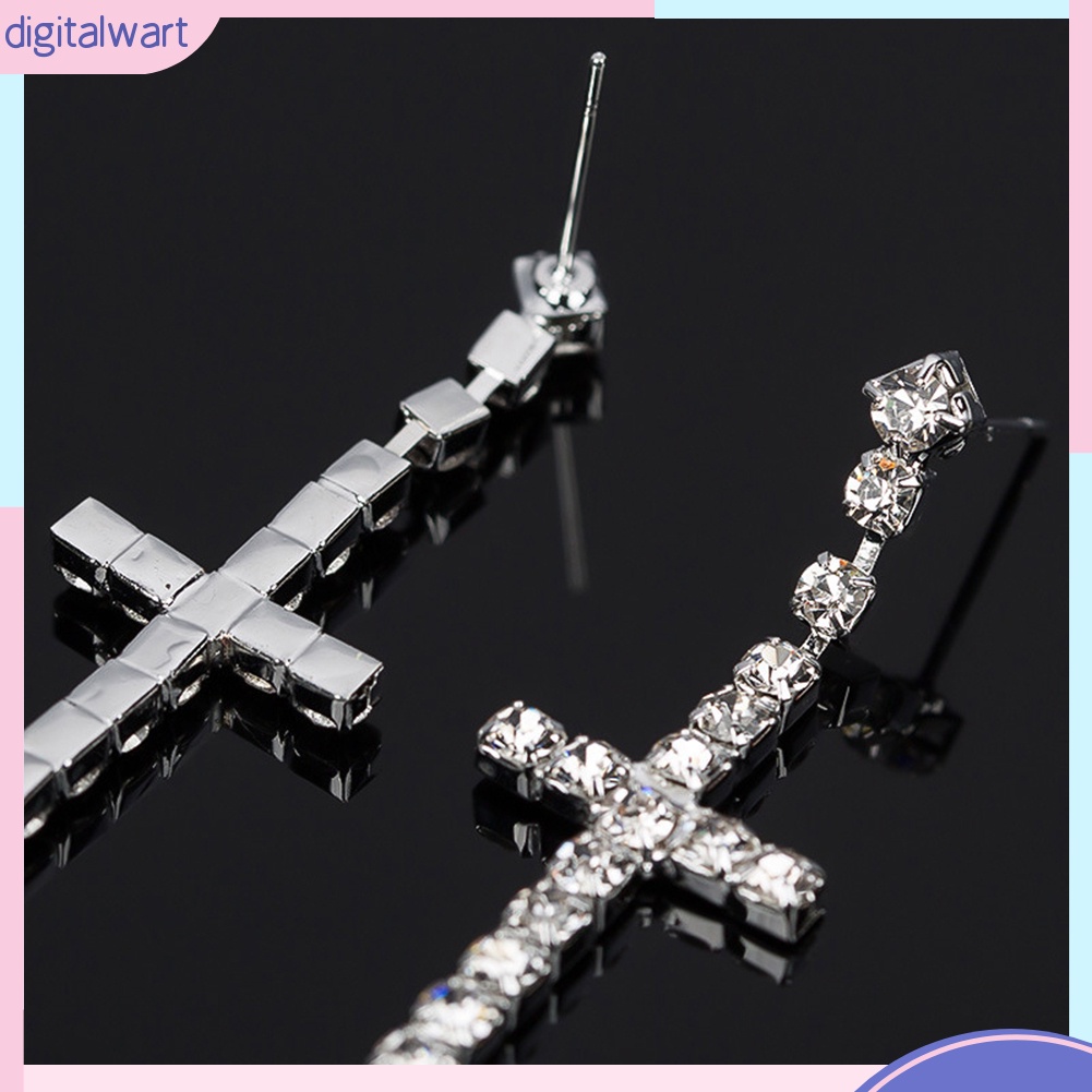 Khuyên Tai Chữ Thập Đính Đá Thời Trang Cho Nữ