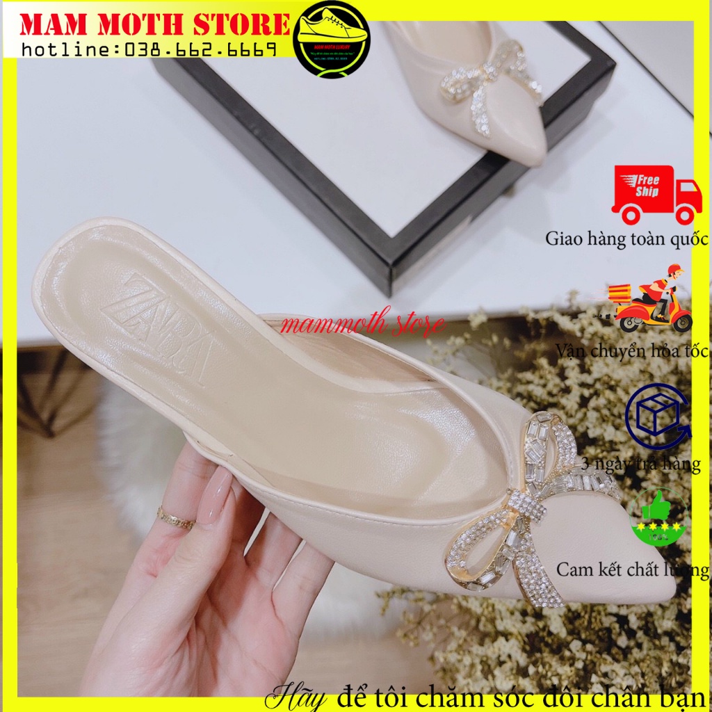 Giày cao gót,sục nữ mũi nhọn hai mẫu đủ màu đen kem full size shop MAMMOTH