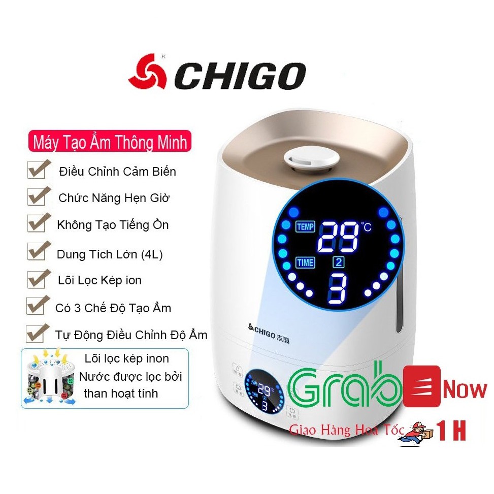 Máy Tạo Ẩm Không Khí Thông Minh Chigo Tự Động điều chỉnh độ ẩm của phòng dung tích 4 lít