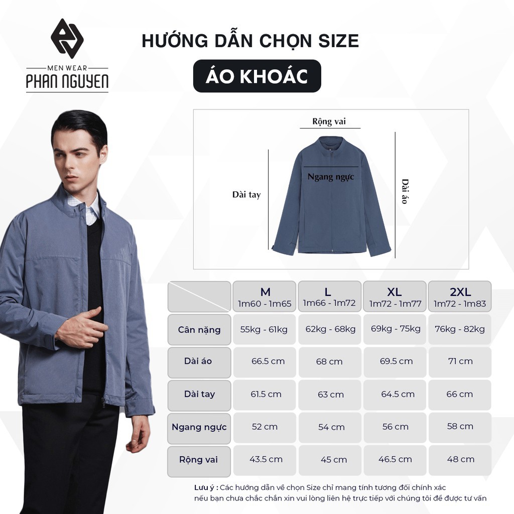 Áo Khoác Gió Nam PHAN NGUYỄN Dáng Slim Fit Ôm Tôn Dáng Đường May Tỉ Mỉ Bền Màu Giữ Ấm Tốt AKD.296