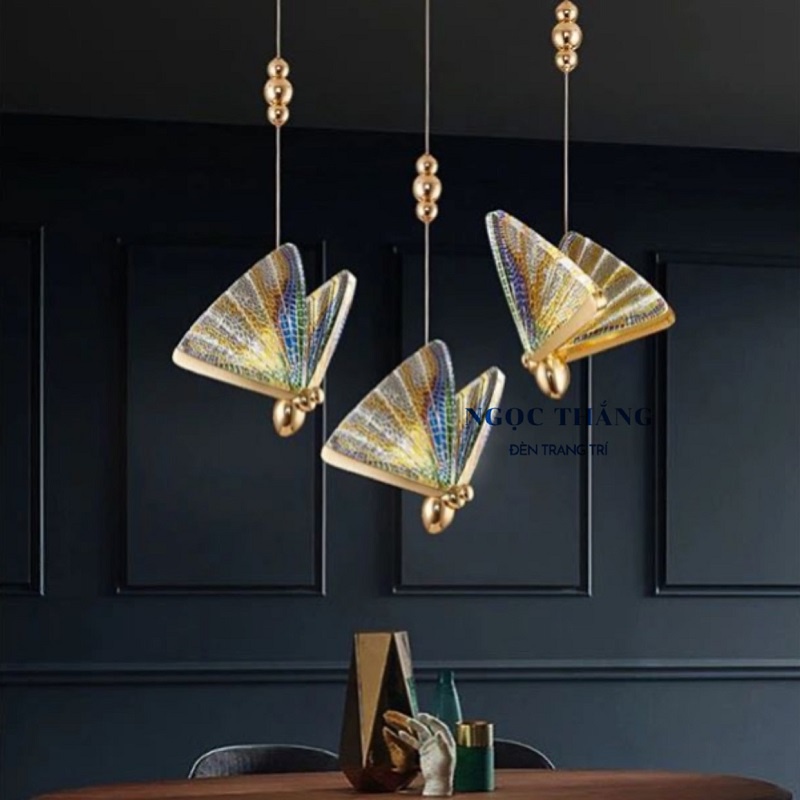 Đèn Led thả trần hình bướm trang trí phòng ngủ bàn ăn 8w Led 3 chế độ màu TPL110 Ngọc Thắng