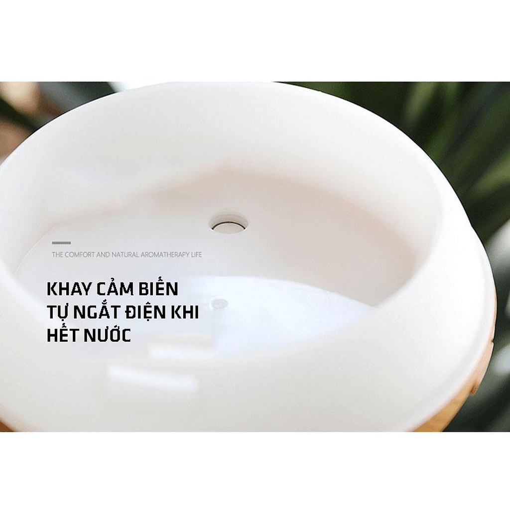 Máy xông Khuếch tán Tinh dầu Bình hoa 550ML tự ngắt khi hết nước, cân bằng độ ẩm trong phòng điều hoà