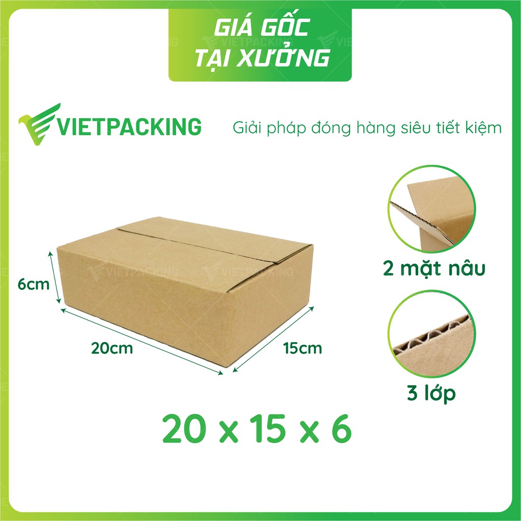 20x15x6 - 25 hộp carton đóng hàng tiện lợi V104