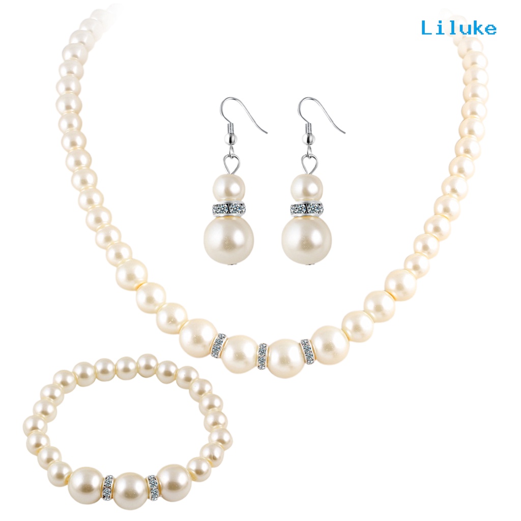 Bộ Vòng cổ + Nhẫn + Đôi Khuyên Tai Mặt Kim Cương Giả Sang Trọng Cho Nữ