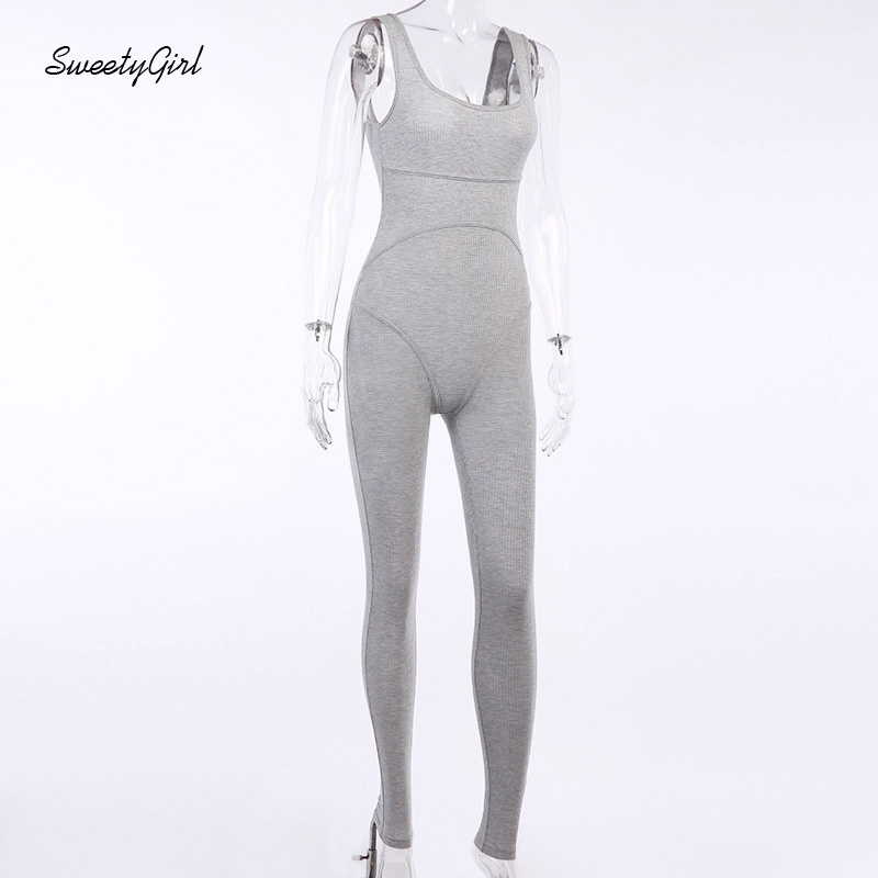 Áo liền quần Thể Thao Hai Dây Cổ Thấp Dáng Ôm Màu Trơn Co Giãn Quyến Rũ Cho Nữ