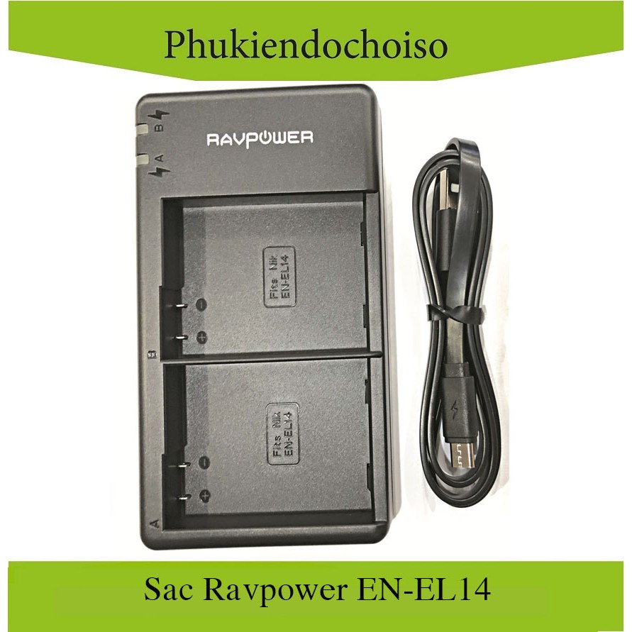 Sạc đôi máy ảnh Ravpower cho Nikon EN-EL14