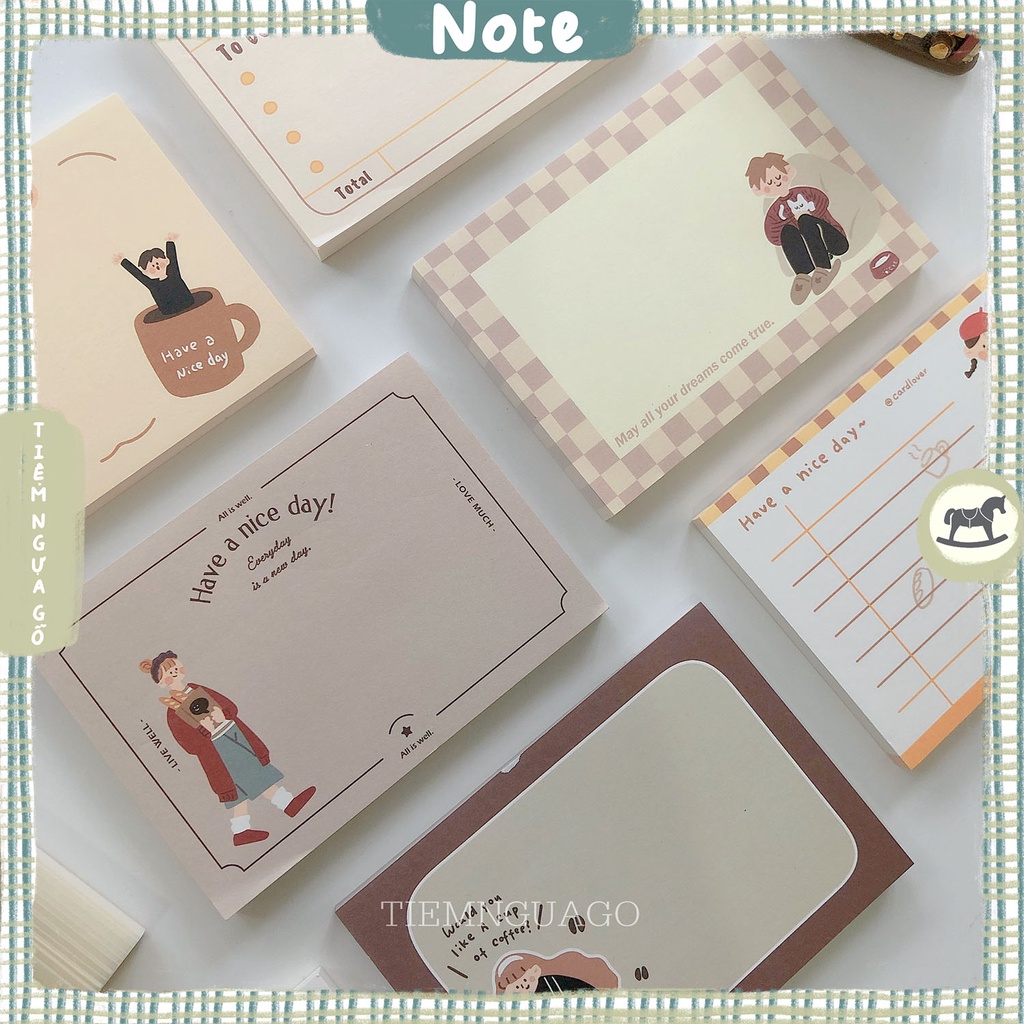 Tập 80 Note B7 Caramel Melody Giấy Note Ghi Chú Cute Dễ Thương Trang Trí Bullet Journal - Tiệm Ngựa Gỗ