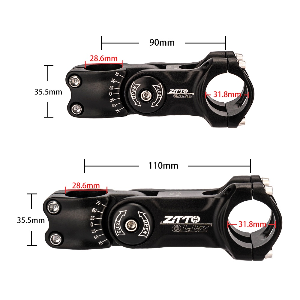 Pô tăng 70 độ 90mm 110mm x 31.8mm ZTTO chuyên dụng cho xe đạp leo núi 28.6mm xc