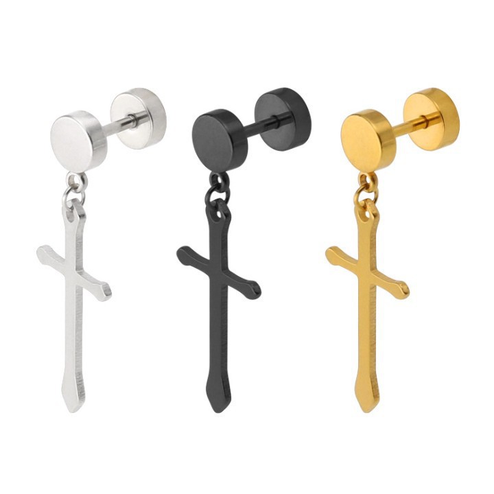 Bông Tai Hình Thánh Giá Titan Không Đen TT 1415 - 1 cặp