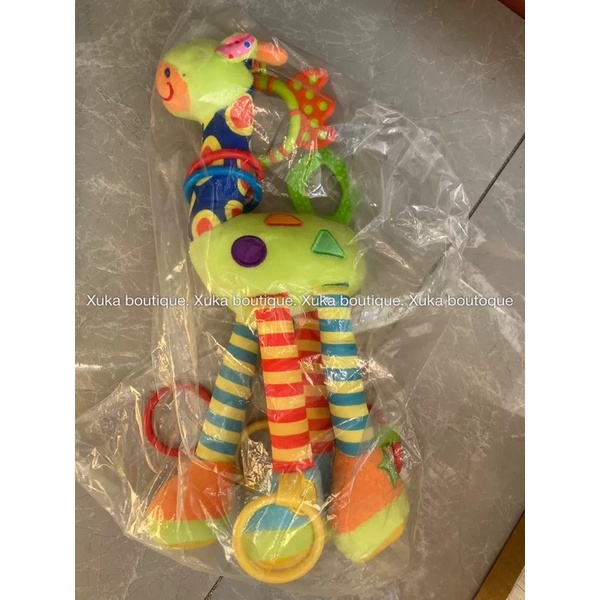 Lục Lạc Nhồi Bông Hươu Cao Cổ Treo Nôi Chính Hãng Happy Monkey, Gặm Nướu, Phát Triển Giác Quan Cho Bé