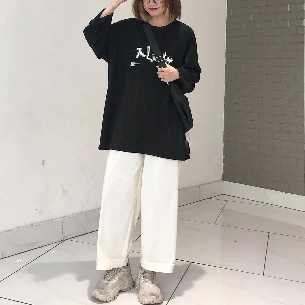 Áo Thun Tay Dài JEM CLOSET Phong Cách Cá Tính Kiểu Dáng Đơn Giản Lên Dáng Xinh LIBERTY 10012