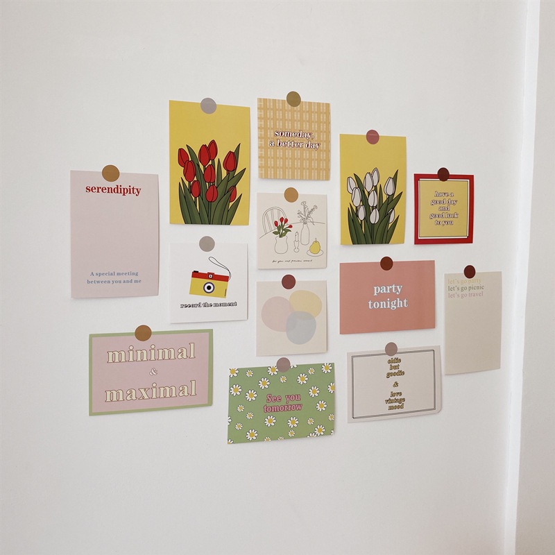 Phong cách bắc âu trang trí phòng ngủ hoa tulip giấy dán tường