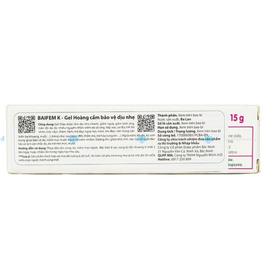 ✅  Baifem K Gel Cây Hoàng Cầm Giảm Kích Ứng  Giảm Ngứa Da Hỗ Trợ Viêm Da Cơ Địa