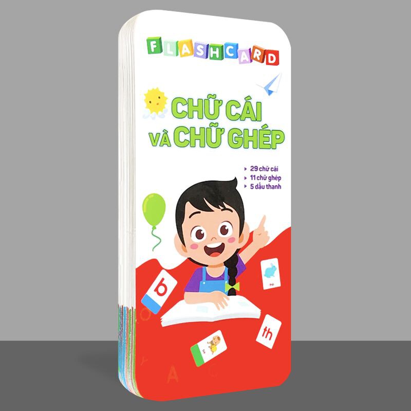 Bộ 42 Thẻ Học Flash Card Chữ Cái Và Chữ Ghép Cho Bé