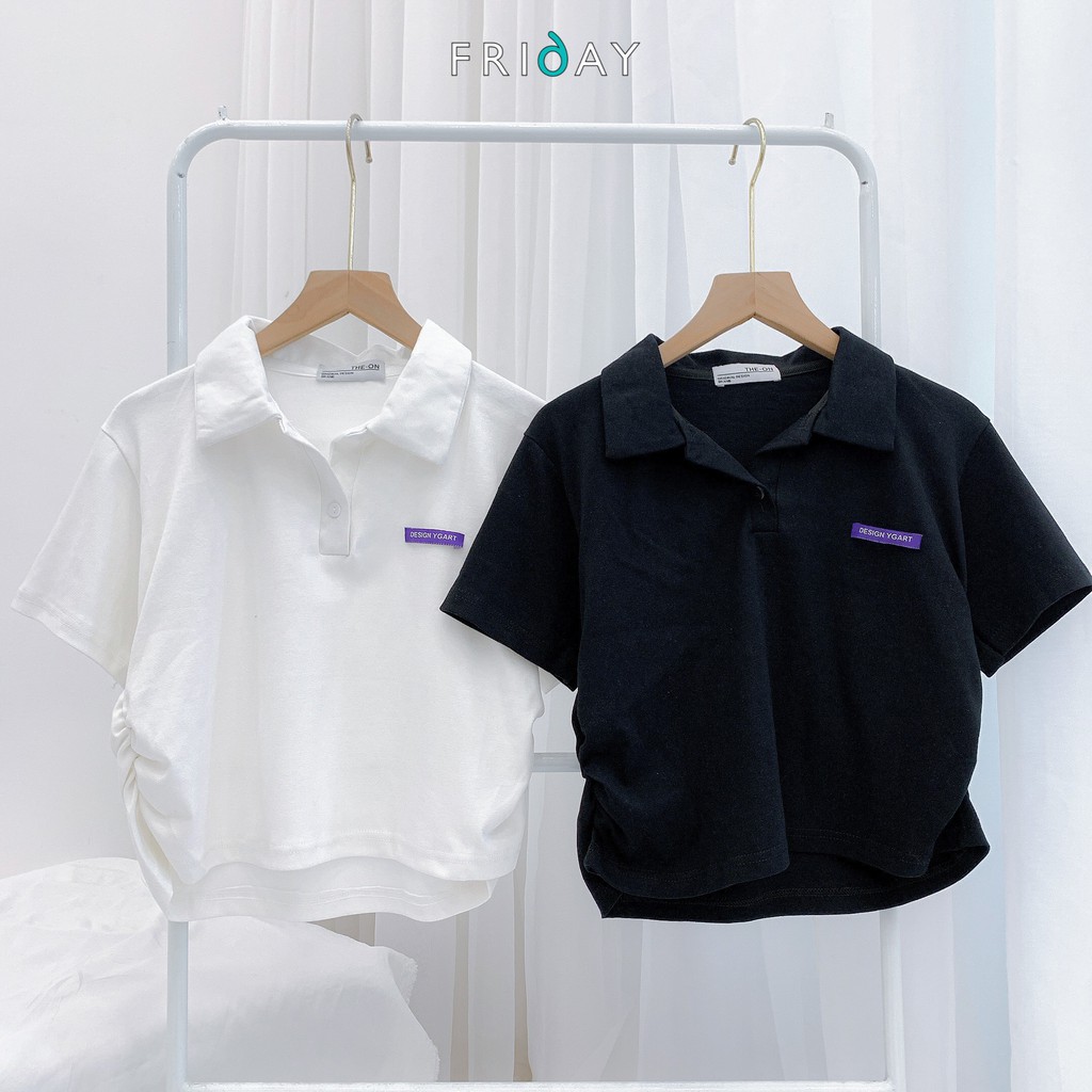 Áo croptop tag chữ ngực cổ polo phong cách trẻ trung Friday | BigBuy360 - bigbuy360.vn