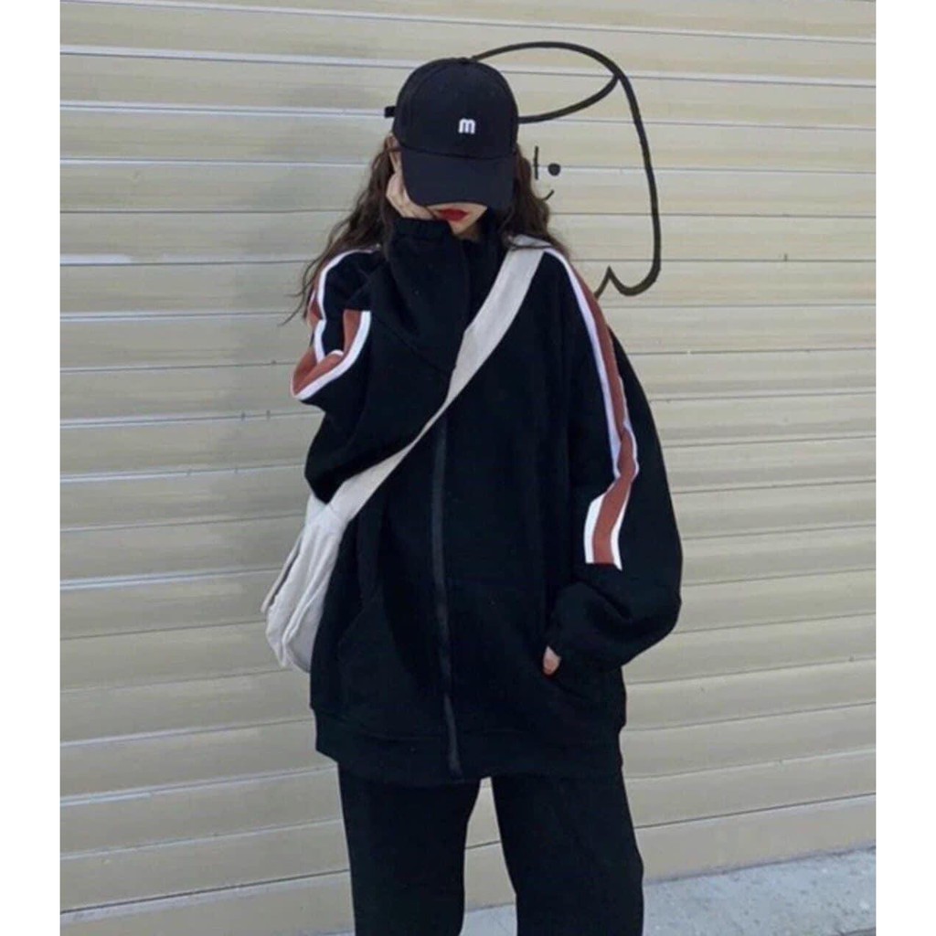 Bộ Nỉ Đen Phối Tay Phong Cách Trẻ Trung - Set Nỉ Free Size Cá Tính - Bộ Nỉ Hot Trend | BigBuy360 - bigbuy360.vn