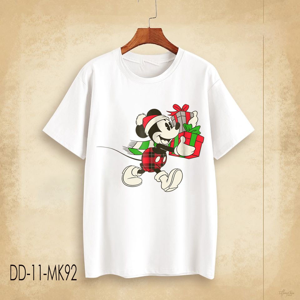 Áo Thun Chuột Mickey ( Có Size Trẻ Em ) Disney Vintage Santa Hat Holiday Gifts