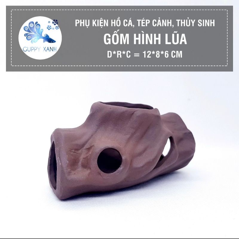 Khúc Gỗ Đồ chơi cho tép - Gốm nung trang trí cho thủy sinh - Hồ Cá - Guppy Xanh