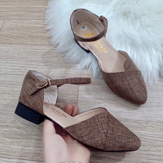 Giày búp bê khoét eo chất vải dạ xinh
